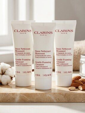 3 Clarins Gentle Foaming Cleanser with Cottonseed 1.4 oz sealed total 4.2 oz
